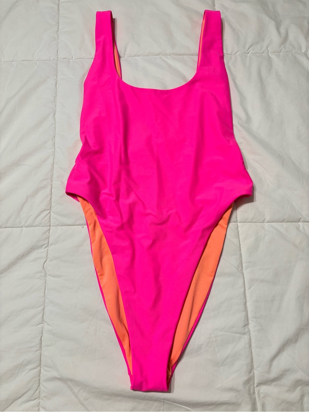 aerie Hot Pink One-Piece Swimsuit with Orange Accents